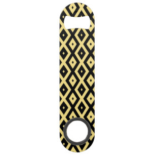 Lemongeel en zwart diamantpatroon speed flessenopener
