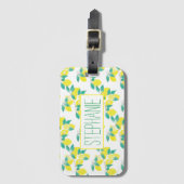 Lemonpatroon met naam wit bagagelabel (Voorkant (verticaal))