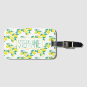 Lemonpatroon met naam wit bagagelabel (Voorkant (horizontaal))