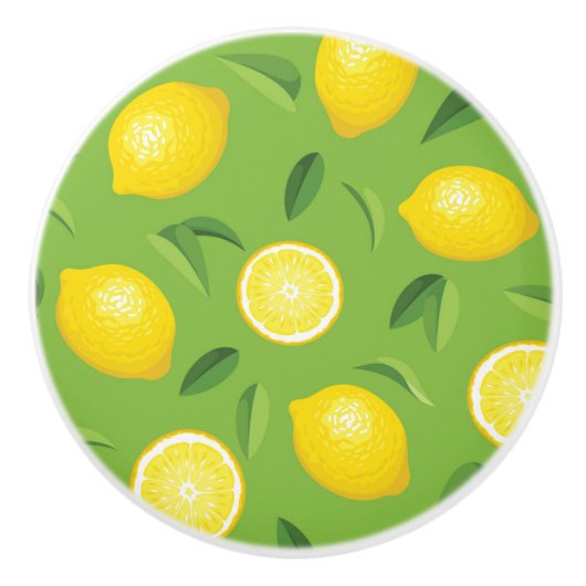 Lemons Achtergrondpatroon Keramische Knop (Voorkant)