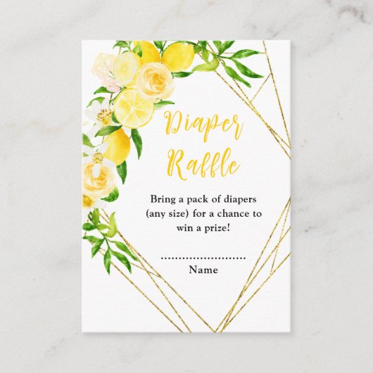 Lemons and Foliage Baby Shower Diaper Raffle Informatiekaartje (Voorkant)