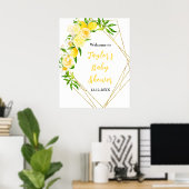 Lemons and Foliage Baby Shower Welcome Sign Poster (Thuiskantoor)
