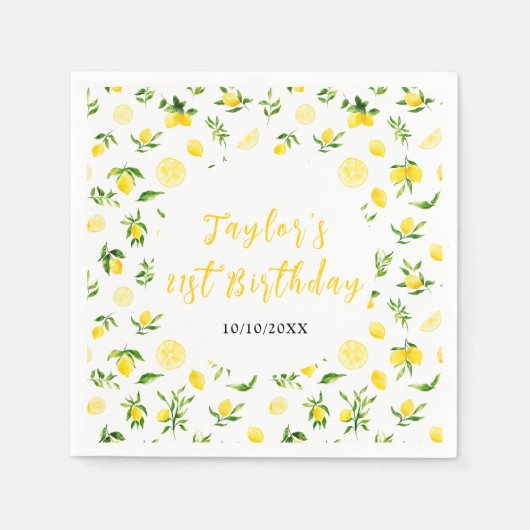 Lemons and Foliage Birthday Servet (Voorkant)