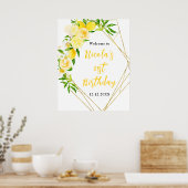 Lemons and Foliage Birthday Welcome Poster (Keuken)