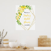 Lemons and Foliage Bridal Shower Welcome Sign Poster (Keuken)