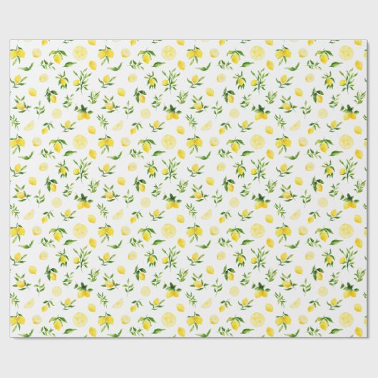 Lemons and Foliage Pattern Cadeaupapier (Vlak)