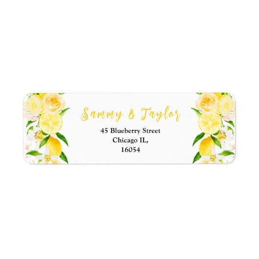 Lemons and Foliage Wedding Etiket (Voorkant)