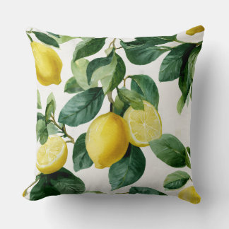 Lemons And Leaves Decorative Throw Pillow  Kussen