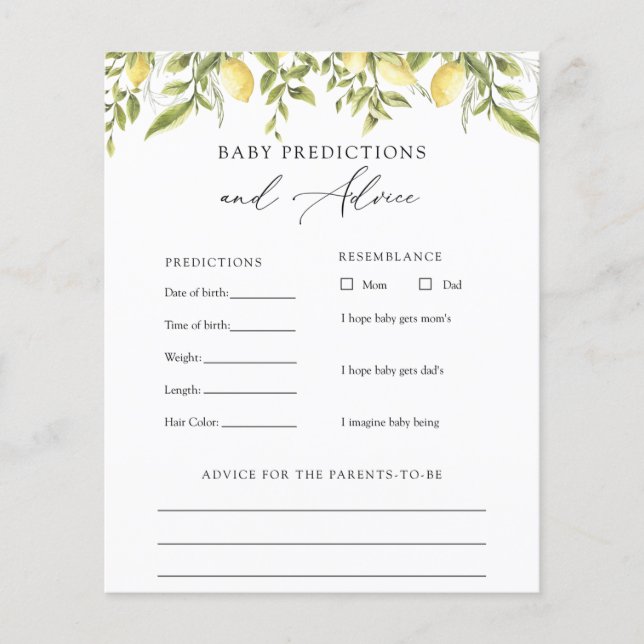  Lemons Baby Advice and Predictions Kaart (Voorkant)
