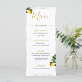 Lemons Black White Marmer Summer Monogram Menu (Staand voorkant)