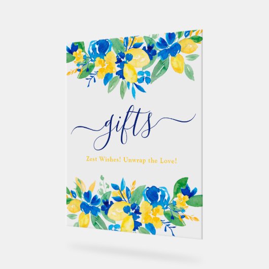 Lémons bleu jaune cadeaux floraux douche nuptiale (Angle)