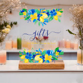 Lémons bleu jaune cadeaux floraux douche nuptiale