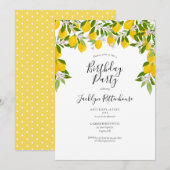 Lemons Blossom Greenery Birthday Party Kaart (Voorkant / Achterkant)