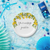 Lemons Blossom Greenery Elegant Script Message Papieren Bordje (Feest)