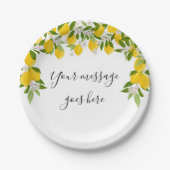 Lemons Blossom Greenery Elegant Script Message Papieren Bordje (Voorkant)