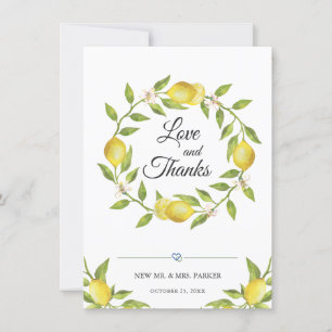 Lemons Blossom Greenery Floral Bedankkaart