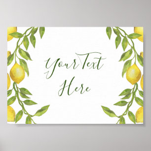Lemons Blossom Greenery Sign Poster