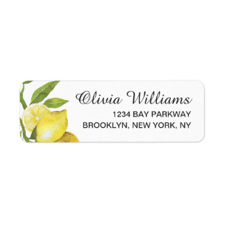 Lemons Blossom Greenery Waterverf Return Address Etiket