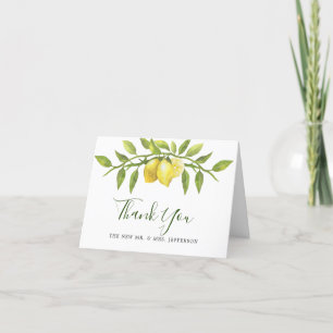 Lemons Blossom Greenery Waterverf Wedding Bedankkaart