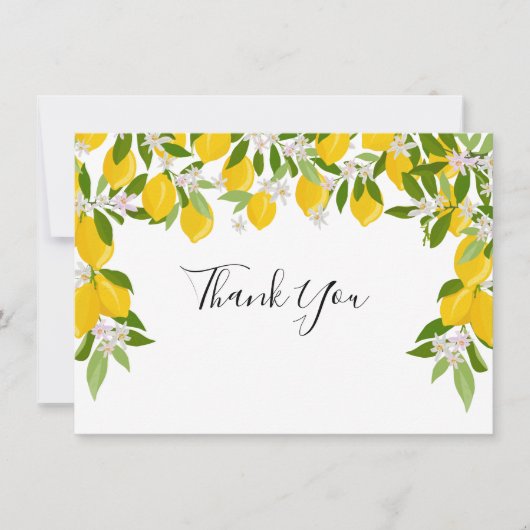 Lemons Blossom Greenery Wedding Bedankkaart (Voorkant)