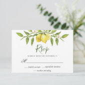 Lemons Blossom Greenery Wedding Carte RSVP (Debout devant)