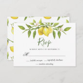 Lemons Blossom Greenery Wedding Carte RSVP (Devant / Derrière)