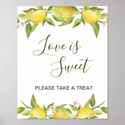 Lemons Blossom Greenery Wedding Dessert Bar Poster (Voorkant)