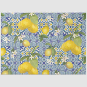 Lemons Blue n White Farmhouse Decoupage Tissuepapier