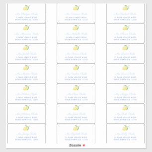 Lemons Blue Text Guest Envelope Adresetiketten Sticker