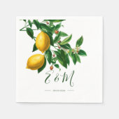 Lemons Botanical Green Summer Monogram Servet (Voorkant)