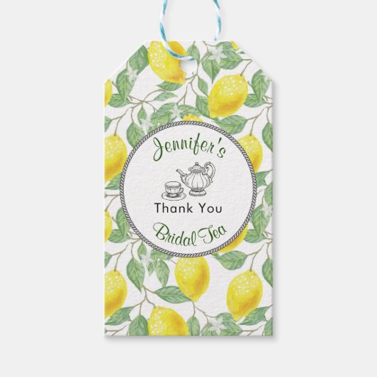 Lemons Branch en Tea Vrijgezellenfeest Dank u Cadeaulabel (Voorkant)