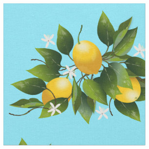 Lemons Citrus Fruit Floral Stof