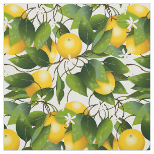 Lemons Citrus Fruit Floral Stof
