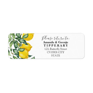 Lemons elegant bruiloft Retouradreslabel Etiket