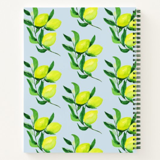 Lemons en bladeren | Licht blauw gezinshereniging Notitieboek (Achterkant)