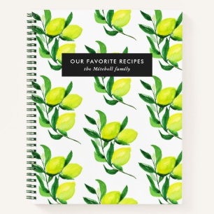 Lemons en bladeren Recippen voor witte families Notitieboek