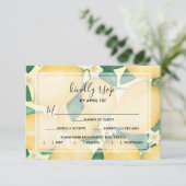 Lemons en bladeren RSVP kaartje (Staand voorkant)