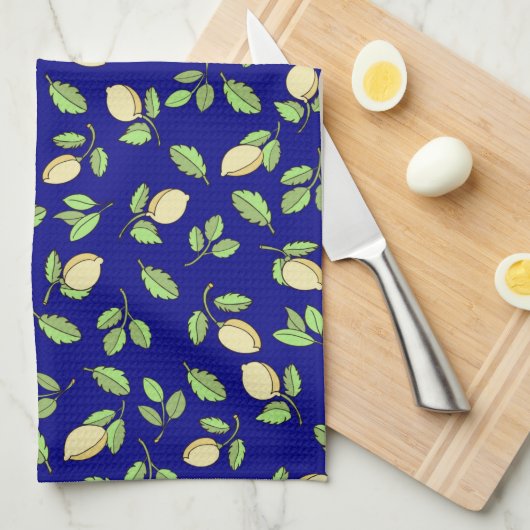 Lemons en blauw theedoek (Quarter Fold)