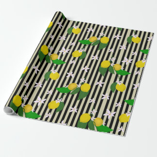 Lemons en bloesems voor Stripes Cadeaupapier