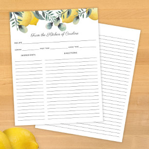 Lemons en Eucalyptus Recipe Kaart Multomap Invoege