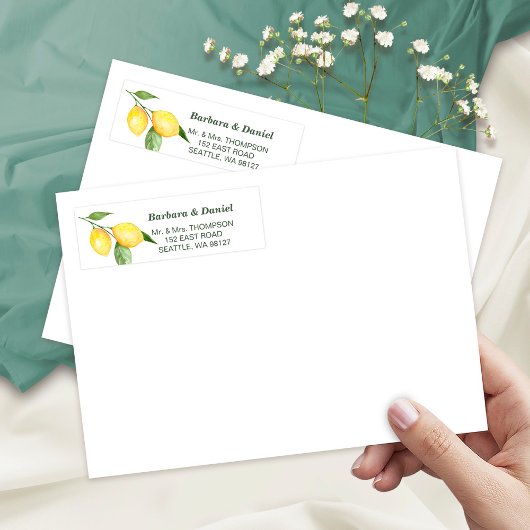 Lemons en Eucalyptus Waterverf Rustisch adres Etiket