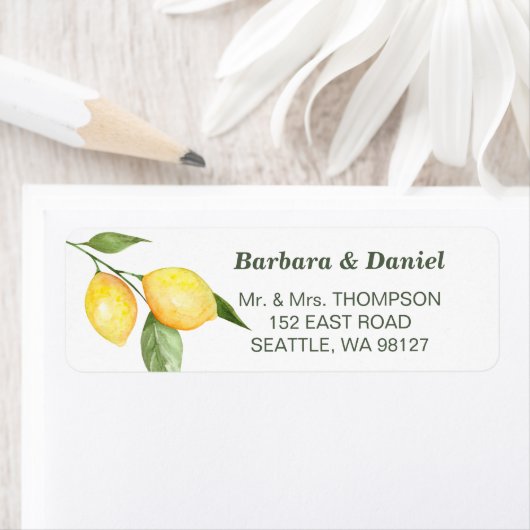 Lemons en Eucalyptus Waterverf Rustisch adres Etiket (Insitu)