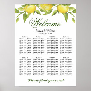 Lemons en Greenery 8 Tables Weddenschappen Poster