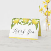 Lemons en Greenery Garland Wedding Bedankt Kaart (Gele Bloem)