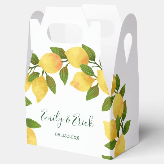 Lemons en Greenery Wreath Wedding Favor Box Bedankdoosjes (Geopend)
