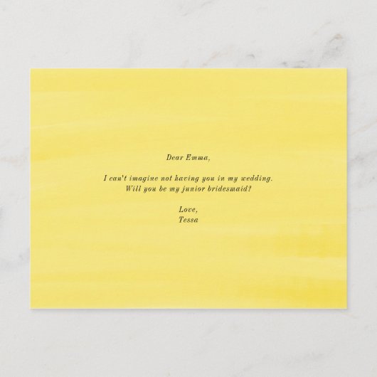 Lemons en Greenery zullen mijn Jr. Bridesmaids zij Aankondigingskaart (Achterkant)