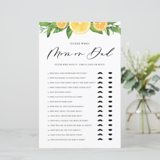 Lemons en Sinaasappels Mam of papa zei dat ze Game (Staand voorkant)
