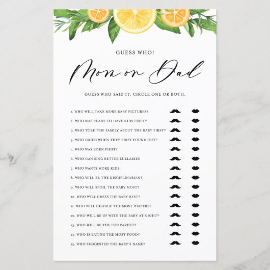 Lemons en Sinaasappels Mam of papa zei dat ze Game (Voorkant)