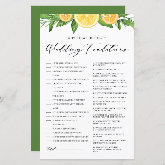 Lemons en Sinaasappels Weddenschappen (Voorkant / Achterkant)