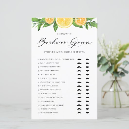 Lemons en Sinaasappels zei dat ze Bride of Groom z (Staand voorkant)